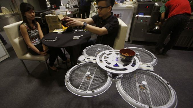 Flying robots to work as waiters in Singapore