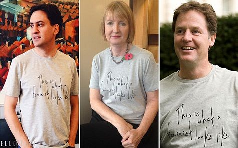 Feminist t-shirts worn by Ed Miliband and Nick Clegg allegedly made by women in poverty