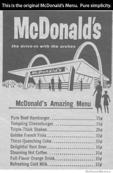 The Original McDonald's Menu 