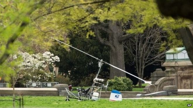 gyrocopter on the west lawn
