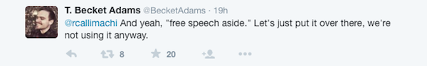 "Free Speech Aside" tweets Garland Texas