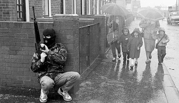 IRA man on patrol in West Belfast, 1987