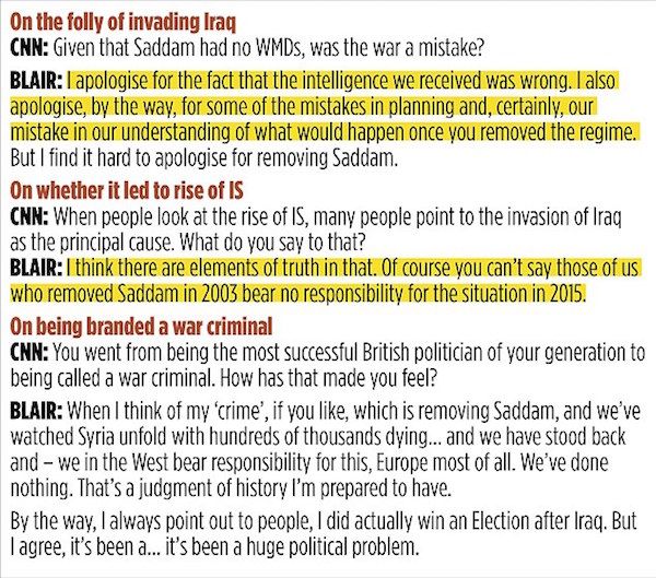 Blair Iraq quote