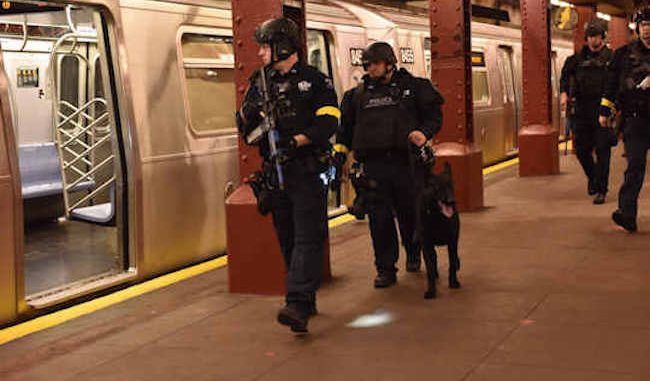 NYPD conduct an active shooter drill in a New York subway on Sunday