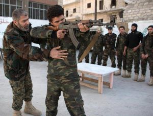 New recruits trained to fight alongside opposition in Aleppo, Syria.