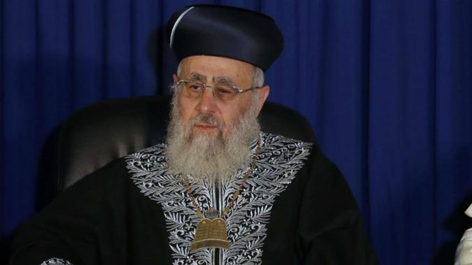 Chief Rabbi Says Non-Jews Should Not Be Allowed To Live In Israel