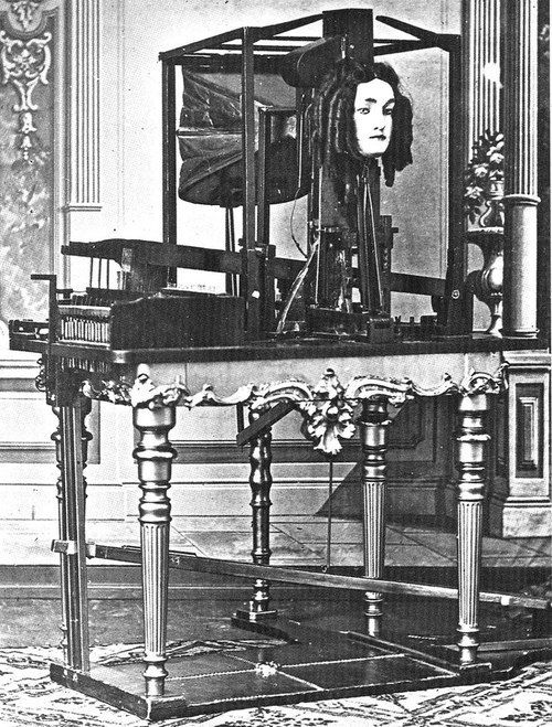 Sideshow automaton's voices were often faked by hiding a person somewhere beneath the apparatus. Viewers of the Euphonia were impressed because there was clearly no hidden chamber for such a ruse to take place. (Photo: Public Domain)