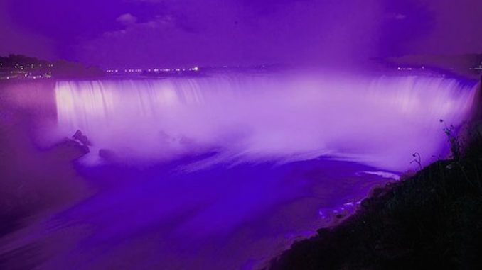 Niagara falls turns purple the day Prince died