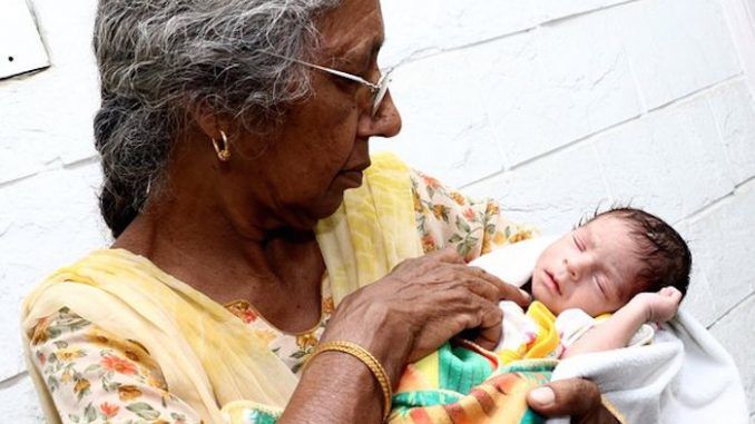 Elderly Indian woman gives birth for the first time