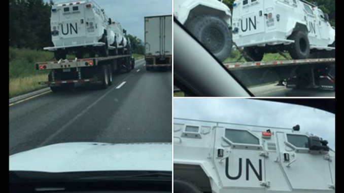 UN military vehicles spotted travelling across America