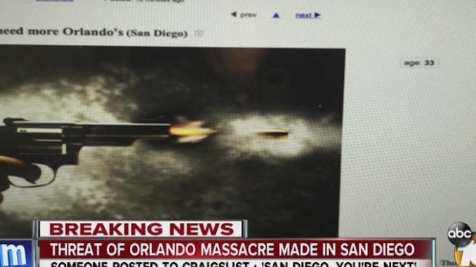 Police are investigating an online threat of terrorist violence against San Diego that referenced the Orlando shooting and said: "You're next."