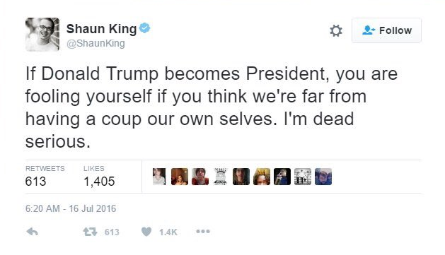 Shaun King coup tweet