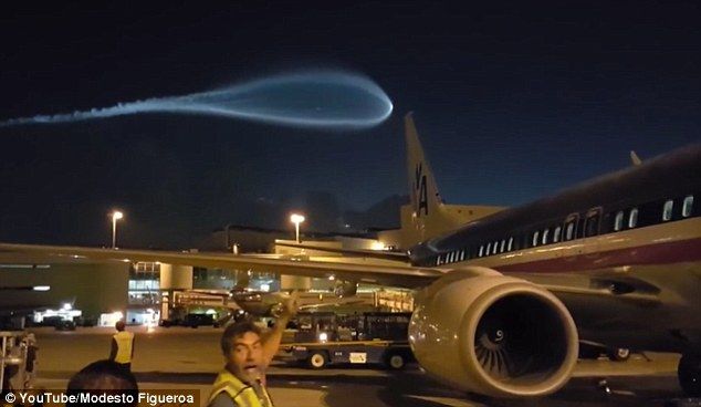Airport workers were stunned the lights in the sky