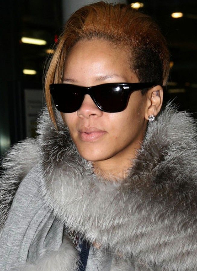 Rihanna wearing fur on a night out