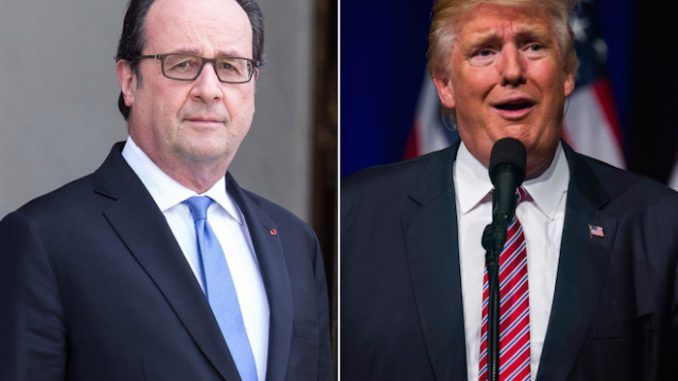 French President Francois Hollande warns a Trump presidency will bring war