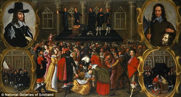 This painting of Charles I's execution in 1649 shows people surging forward to mop up the former king's blood. It was thought to have healing properties.