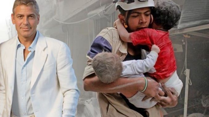 George Clooney has Syrian children blood on his hands, according to a human rights organisations' verdict on the chemical weapons attack. 