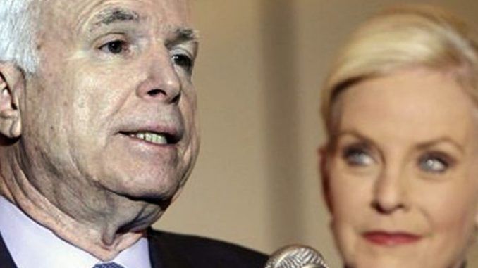 Sen. John McCain is "greasing palms and pulling strings" in order to ensure Cindy McCain takes his seat in the Senate when he dies, according to Republicans and political pundits in Arizona.