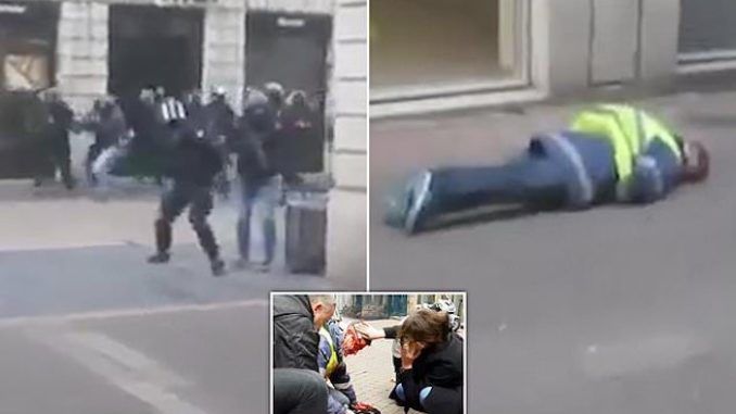 Anti-Macron protestor shot in the back of the head by police