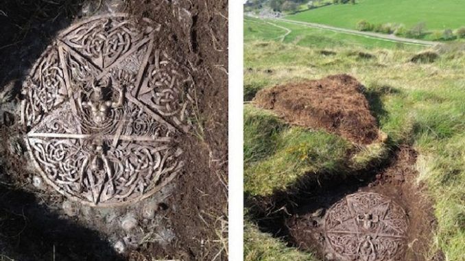 Satanic plaque with pentagram unearthed at the Queen's Hollyrood park