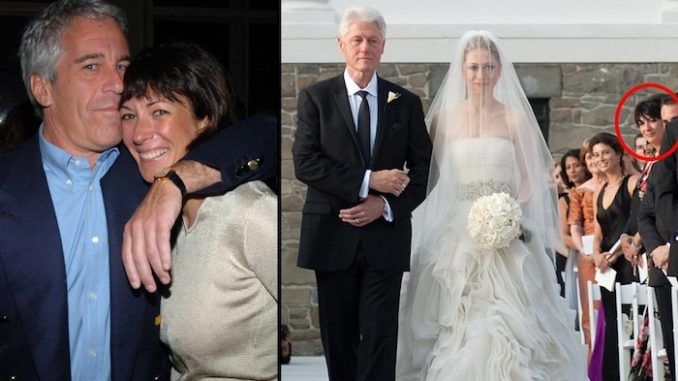 Jeffrey Epstein's child sex fixer Ghislaine Maxwell pictured at Chelsea Clinton's wedding