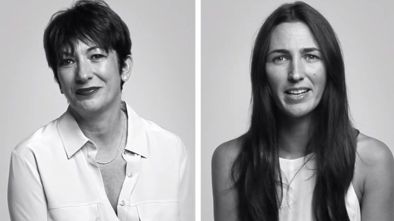 Katherine Keating and Ghislaine Maxwell, from Keating's YouTube interview with Epstein's alleged "child sex procurer."
