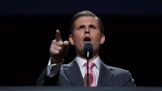President Donald Trump's son Eric Trump complained about political families enriching themselves, saying "it is sickening", before claiming he would "be in jail" if he behaved like Hunter Biden.