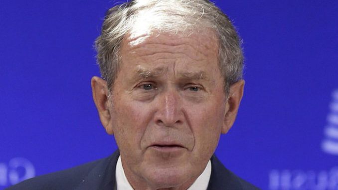 Former President George W. Bush teamed up with former President Bill Clinton to attack President Trump's foreign policy on Wednesday.