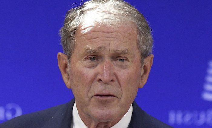Former President George W. Bush teamed up with former President Bill Clinton to attack President Trump's foreign policy on Wednesday.