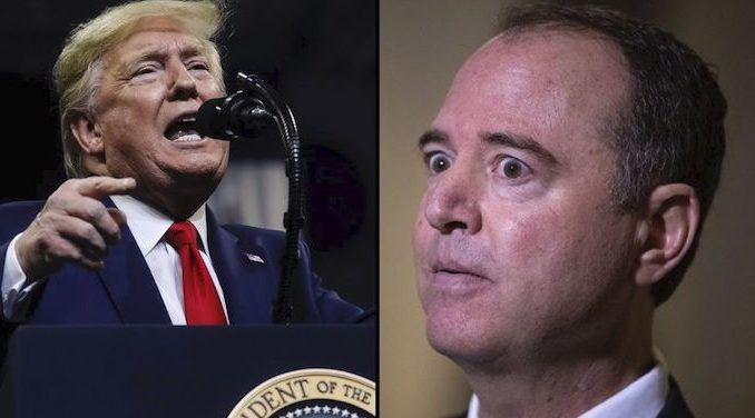 Adam Schiff is a "sick puppy" who is "shifting and turning in his bed, sweating like a dog," said Trump at a rally in Des Moines, Iowa.