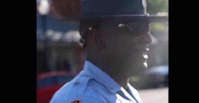 A Georgia state trooper on duty at a Black Lives Matter protest in Georgia has become a star on social media, thanks to an answer he gave a protestor who demanded he "take a knee" as a sign of respect for the BLM movement.