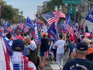Massive crowd of Trump supporters flood the streets of Beverly Hills