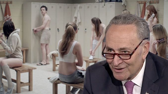 Chuck Schumer agreed with Joe Biden in letting trans students use female locker rooms and bathrooms
