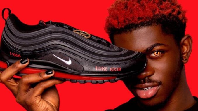 Rapper unveils Nike satan shoes filled with real human blood