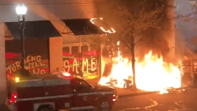 Antifa burns Portland Apple store to the ground