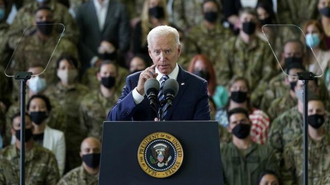 Joe Biden tells US troops that the biggest threat to America is global warming