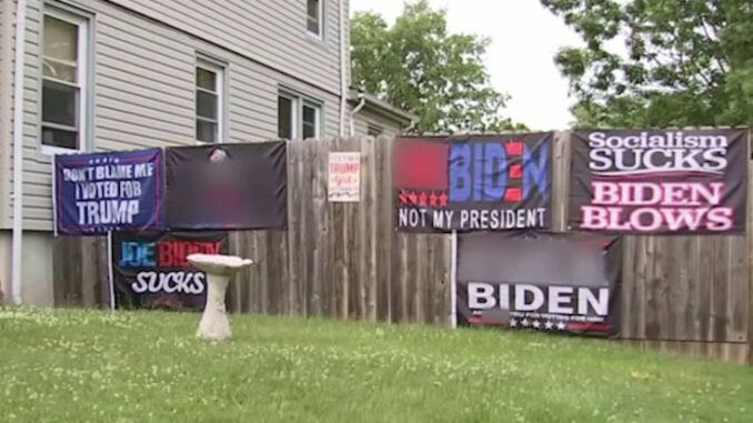 Trump-supporter fined 500 dollars per day for erecting ant-Biden signs outside his home
