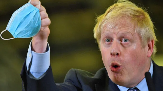British Prime Minister Boris Johnson announces plans to ditch face masks forever