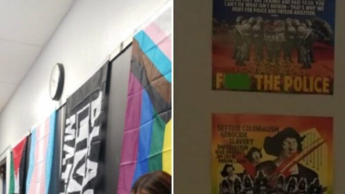 Woke LA school caught decorating classrooms with anti-police and anti-America posters