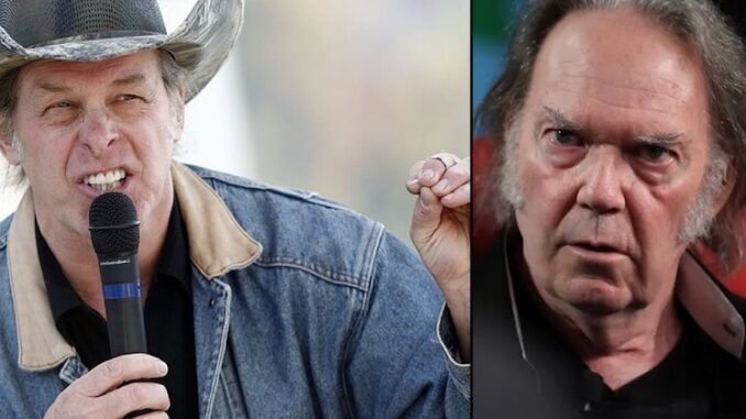 Neil Young is a typical left-wing dirtbag and hypocrite, according to Ted Nugent, who sent a message to the ageing Canadian rocker about rocking in the free world.