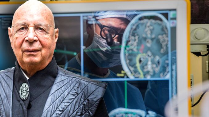 A video taken at the World Economic Forum shows director Klaus Schwab plotting with Google co-founder Sergey Brin to install "brain implants" in our heads so that the globalist World Economic Forum can "measure your brain waves" and read your thoughts.