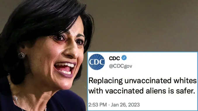 A top CDC official was caught on film saying they should "get rid of all the whites" who refuse vaccines and replace them with immigrants.